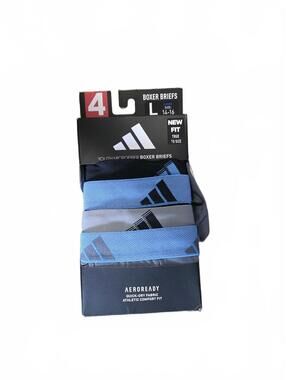 adidas Boys Athletic Fit Boxer Brief Underwear 3‑Pack Blue Burst Large